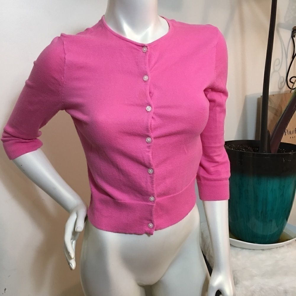 CHAPS Pink cotton crop sweater! Sooo Barbie!